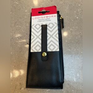NWT Lodis Black Leather Card Holder for travel or daily use! Perfect size 🌸